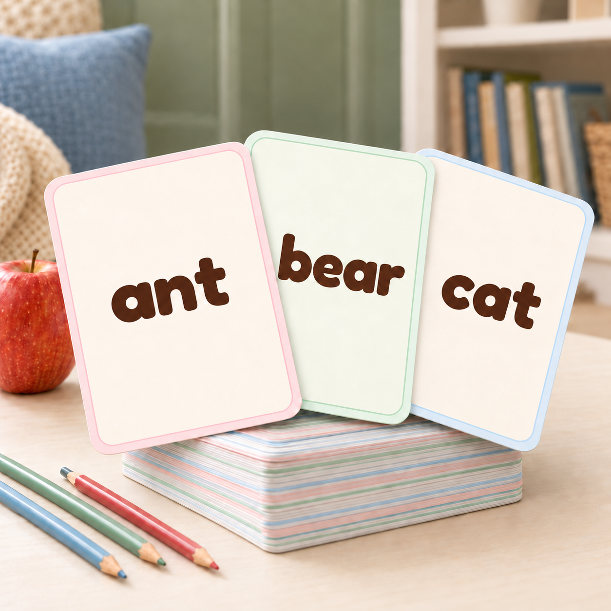 ตัวอย่างการ์ดคำศัพท์สัตว์ ant bear cat