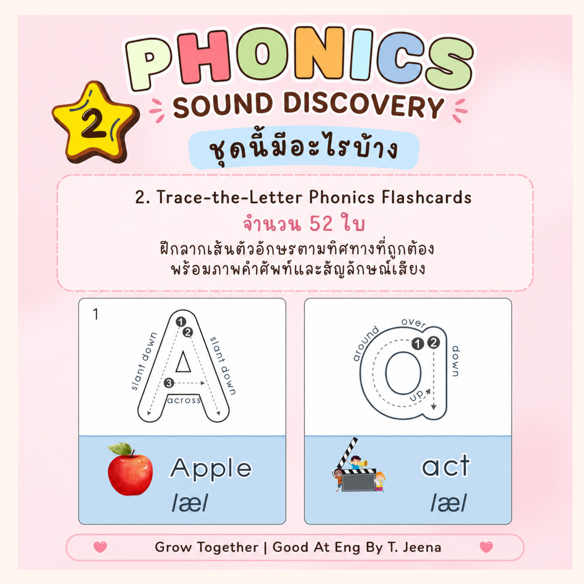 Trace-the-Letter Phonics Flashcards จำนวน 52 ใบ