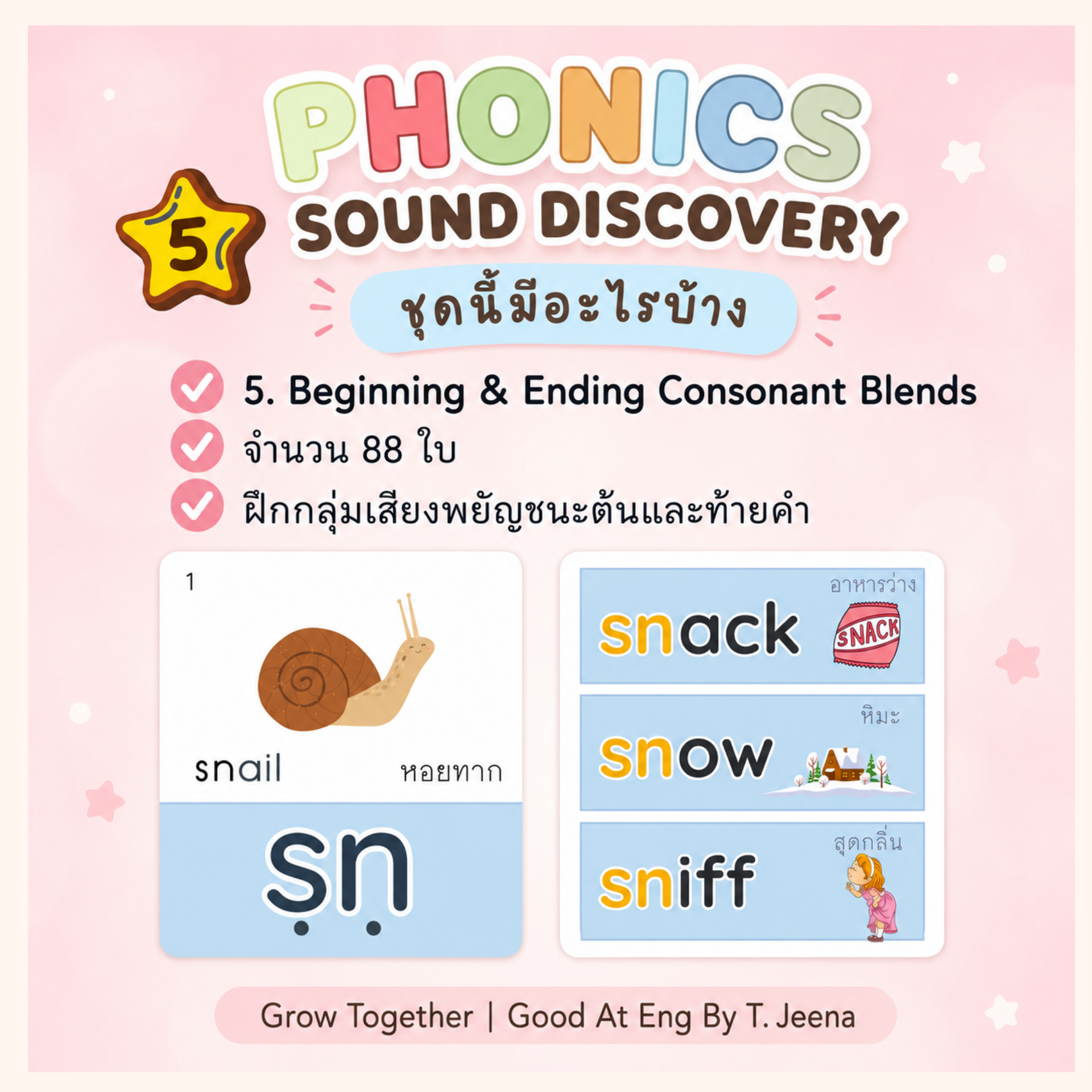Beginning และ Ending Consonant Blends จำนวน 88 ใบ
